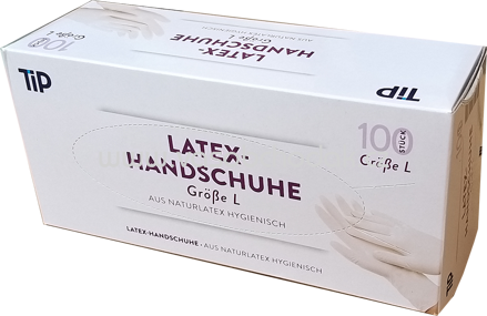 Tip Latex Handschuhe aus Naturlatex Hygienisch, Größe L, 100 St