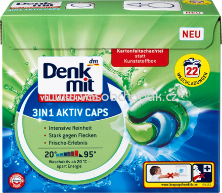 Denkmit Vollwaschmittel Caps 3in1 Aktiv, 22 Wl