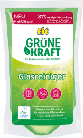 Fit Grüne Kraft Glasreiniger Nachfüllpack, 500 ml
