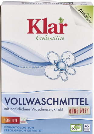 Klar Vollwaschmittel Sensitive, 45 Wl