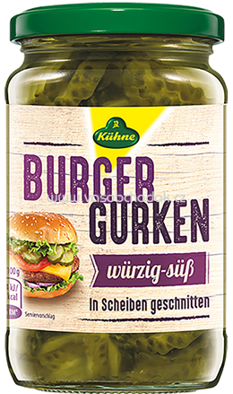 Kühne Burger Gurken würzig-süß, 370 ml