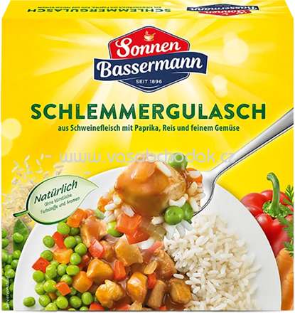Sonnen Bassermann Fertiggerichte Schlemmergulasch aus Schweinefleisch mit Paprika, Nudeln und feinem Gemüse, 1 St