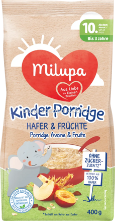 Milupa Kinder-Porridge Hafer & Früchte, ab dem 10. Monat, 400g