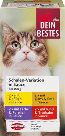 Dein Bestes Nasfutter Katze Schalen Variation in Sauce, 8x100g