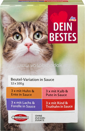 Dein Bestes Nassfutter Katze Beutel-Variation in Sauce, 12x100g