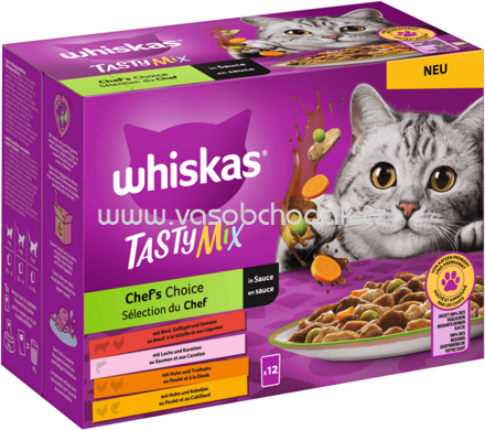 Whiskas Portionsbeutel Tasty Mix Chef's Choice in Sauce, 12x85g