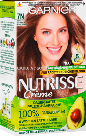 GARNIER Nutrisse Crème Haarfarbe Nude Natürliches Mittelblond 7N, 1 St