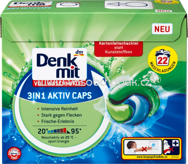 Denkmit Vollwaschmittel Caps 3in1 Aktiv, 22 Wl