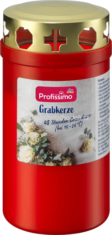 Profissimo Grabkerze mit Deckel rot, 1 St