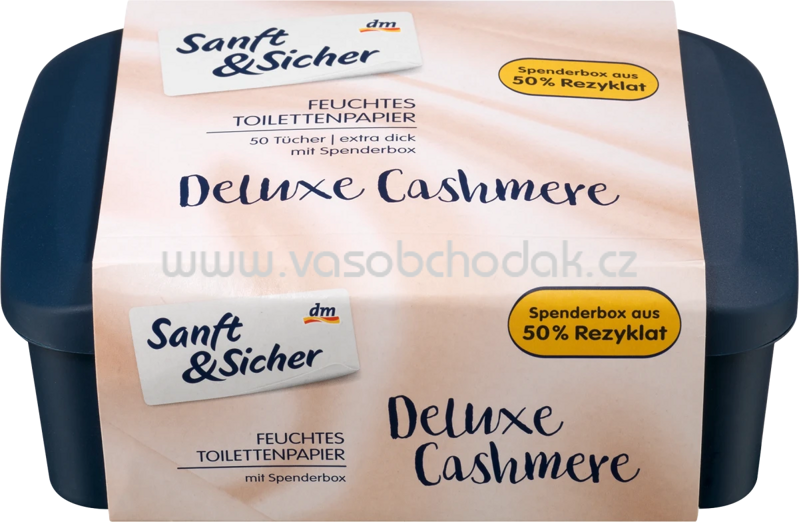 Sanft&Sicher Feuchtes Toilettenpapier Deluxe Cashmere Kunststoffbox, 50 St