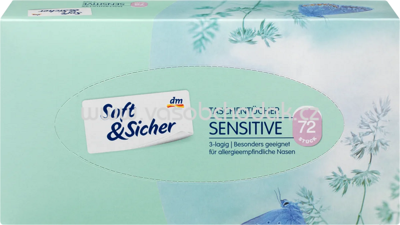 Soft&Sicher Taschentücher Box sensitive, 3-lagig, 72 St