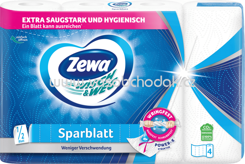 Zewa Küchenrolle Wisch&Weg Sparblatt, 4x74 Blatt, 4 Rollen