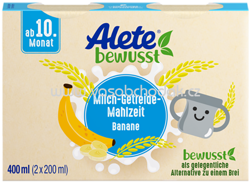 Alete Milch Getreide Mahlzeit Banane, ab 10. Monat, 2x200 ml, 0,4l