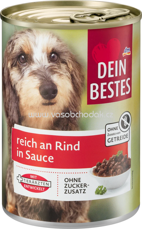 Dein Bestes Nassfutter Hund reich an Rind in Sauce, 400g