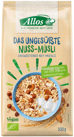 Allos Das Ungesüßte Nuss Müsli, 500g