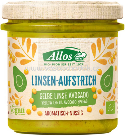 Allos Linsen Aufstrich Gelbe Linse Avocado, 140g