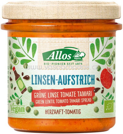 Allos Linsen Aufstrich Grüne Linse Tomate Tamari, 140g