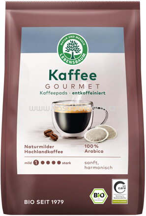 Lebensbaum Kaffeepads Kaffee Gourmet, entkoffeiniert, 126g