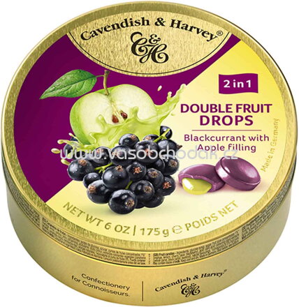 Cavendish & Harvey Double Fruit Drops Blackcurrant with Apple Filling, 175g