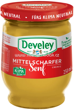 Develey Senf Mittelscharf Glas, 250 ml