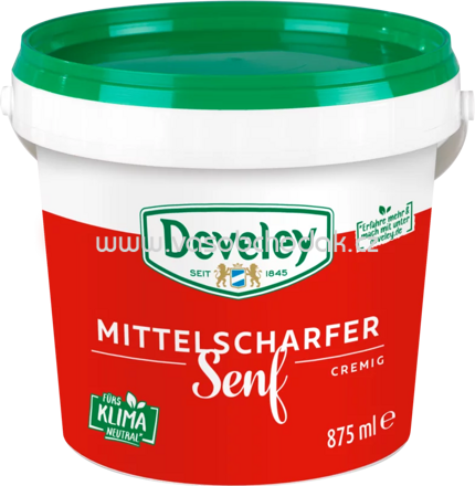 Develey Senf Mittelscharf Eimer, 875 ml