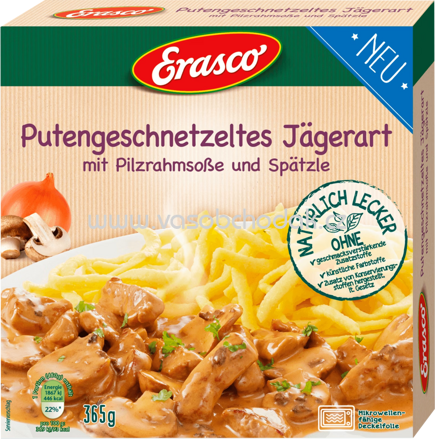 Erasco Putengeschnetzeltes Jägerart mit Pilzrahmsoße und Spätzle, 365g