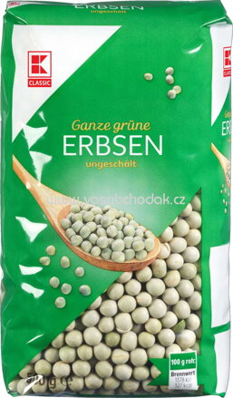 K-Classic Ganze grüne Erbsen, ungeschält, 500g