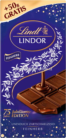 Lindt Lindor Feinherb Tafel, 100g + 50g gratis, 150g