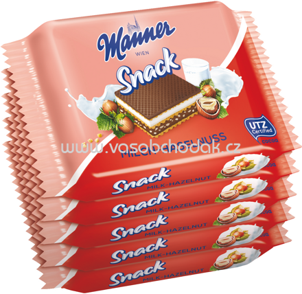 Manner Snack Milch-Haselnuss, 5x25g, 125g