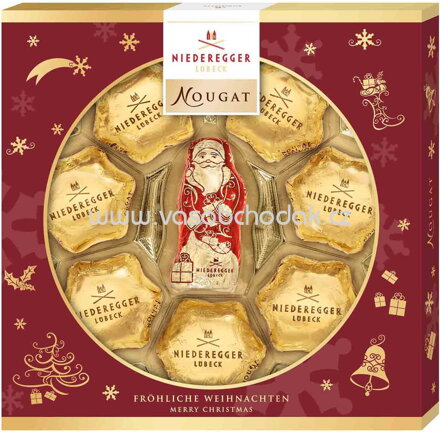 Niederegger Lübeck Nougat Weihnachtssterne und Weihnachtsmann 122g