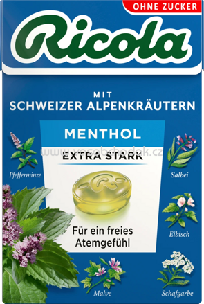 Ricola Bonbon Menthol, extra stark, zuckerfrei, 50g