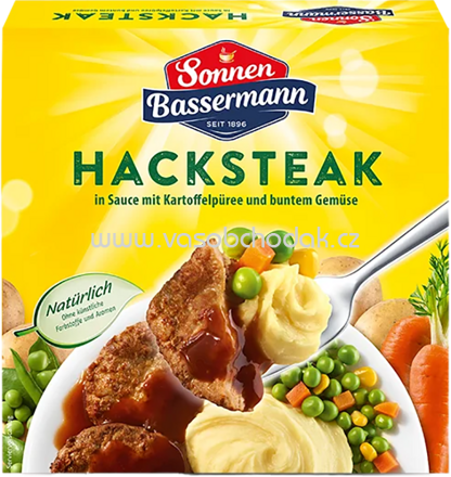 Sonnen Bassermann Fertiggerichte Hacksteak in Sauce mit Kartoffelpüree und buntem Gemüse, 1 St