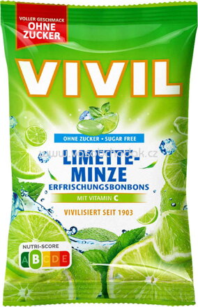 Vivil Erfrischungsbonbons Limette-Minze ohne Zucker, 120g