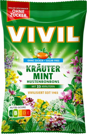 Vivil Hustenbonbons Kräuter-Mint ohne Zucker, 120g