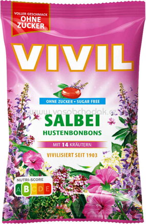 Vivil Hustenbonbons Salbei ohne Zucker, 120g