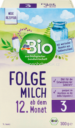 dmBio Folgemilch 3, ab dem 12. Monat, 500g