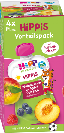 Hipp Hippis Waldbeeren in Apfel-Pfirsich, ab 1 Jahr, 4x100g, 400g