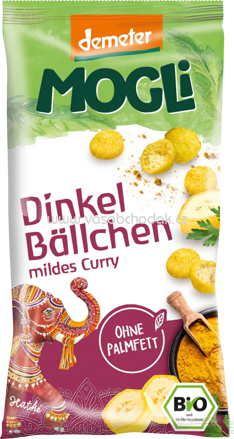 MOGLi Knabber Gebäck Dinkel Bällchen mildes Curry, 40g