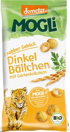 MOGLi Knabber Gebäck Dinkel Bällchen Gartenkräuter, 40g