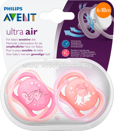 Philips AVENT Schnuller aus Silikon, Ultra Air, Einhorn, 6-18 Monate, 2 St