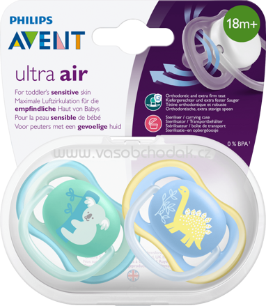 Philips AVENT Schnuller aus Silikon, Ultra Air, Neutral, 18+ Monate, 2 St