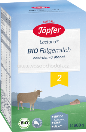 Töpfer Lactana Bio Folgemilch 2, nach 6. Monat, 600g