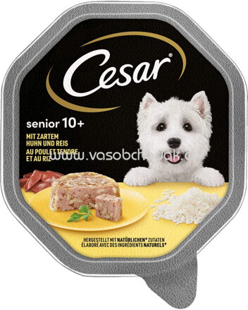 Cesar Senior 10+ mit zartem Huhn und Reis, 150g