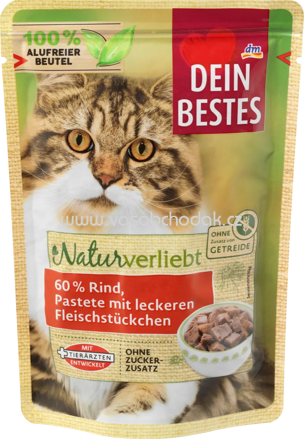 Dein Bestes Naturverliebt Katze Rind in Pastete mit leckeren Filetstückchen, 85g