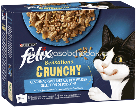 Purina Felix Sensations Crunchy Geschmacksvielfalt aus dem Wasser, 10x85g