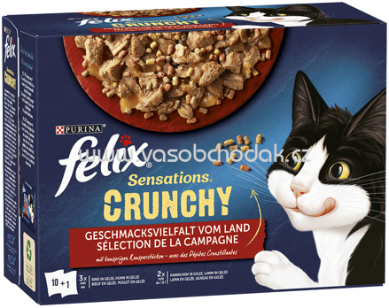 Purina Felix Sensations Crunchy Geschmacksvielfalt vom Land, 10x85g