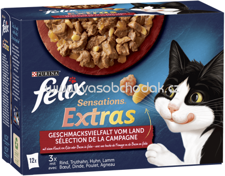 Purina Felix Sensations Extras Geschmacksvielfalt vom Land in Gelee, 12x85g