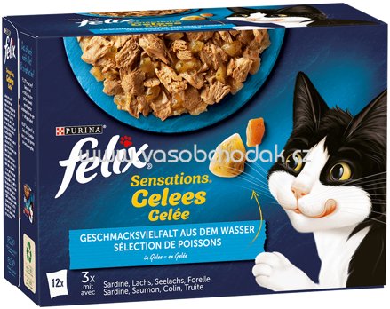 Purina Felix Sensations Gelees Geschmacksvielfalt aus dem Wasser, 12x85g