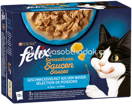 Purina Felix Sensations Saucen Geschmacksvielfalt aus dem Wasser, 12x85g