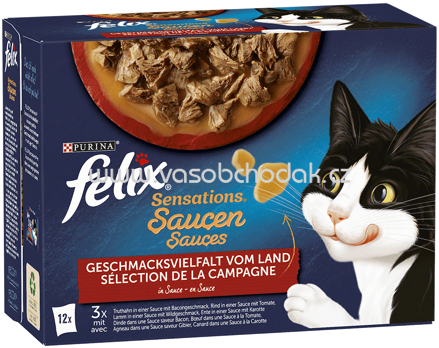 Purina Felix Sensations Saucen Geschmacksvielfalt vom Land, 12x85g